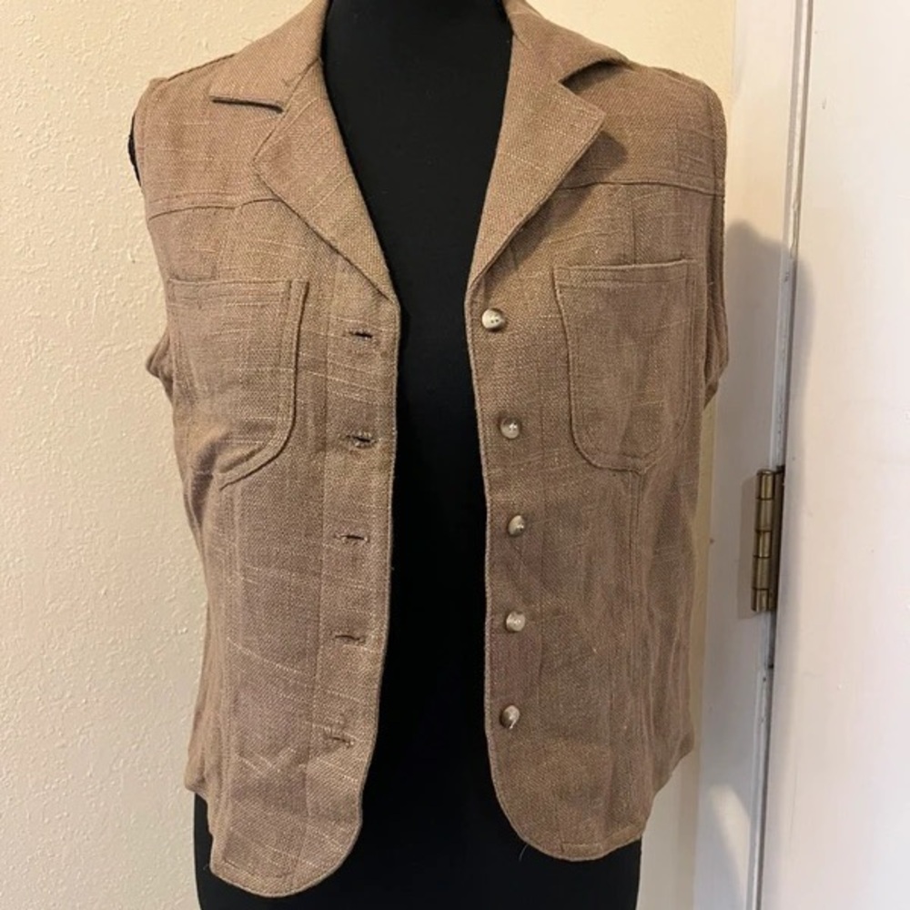 Coldwater Creek Sleeveless Button-Front Tan Vest - Picture 4 of 5